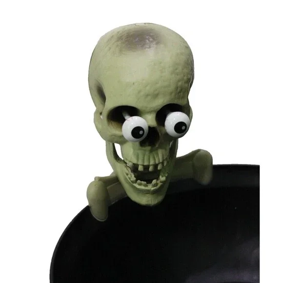 Gemmy Animated Halloween Motion Skull Candy Bowl Eyes Pop Talks Tongue Works